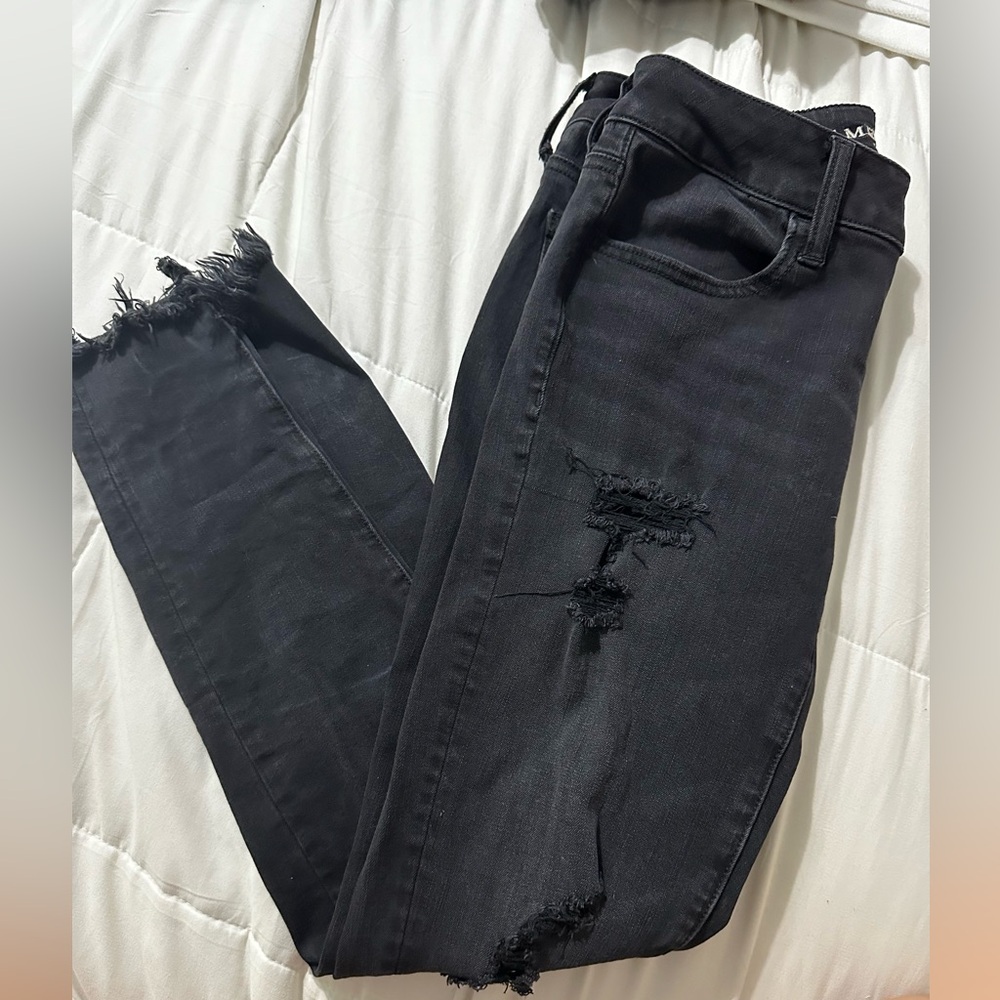 American Eagle Raven Black Super Low Jeggings